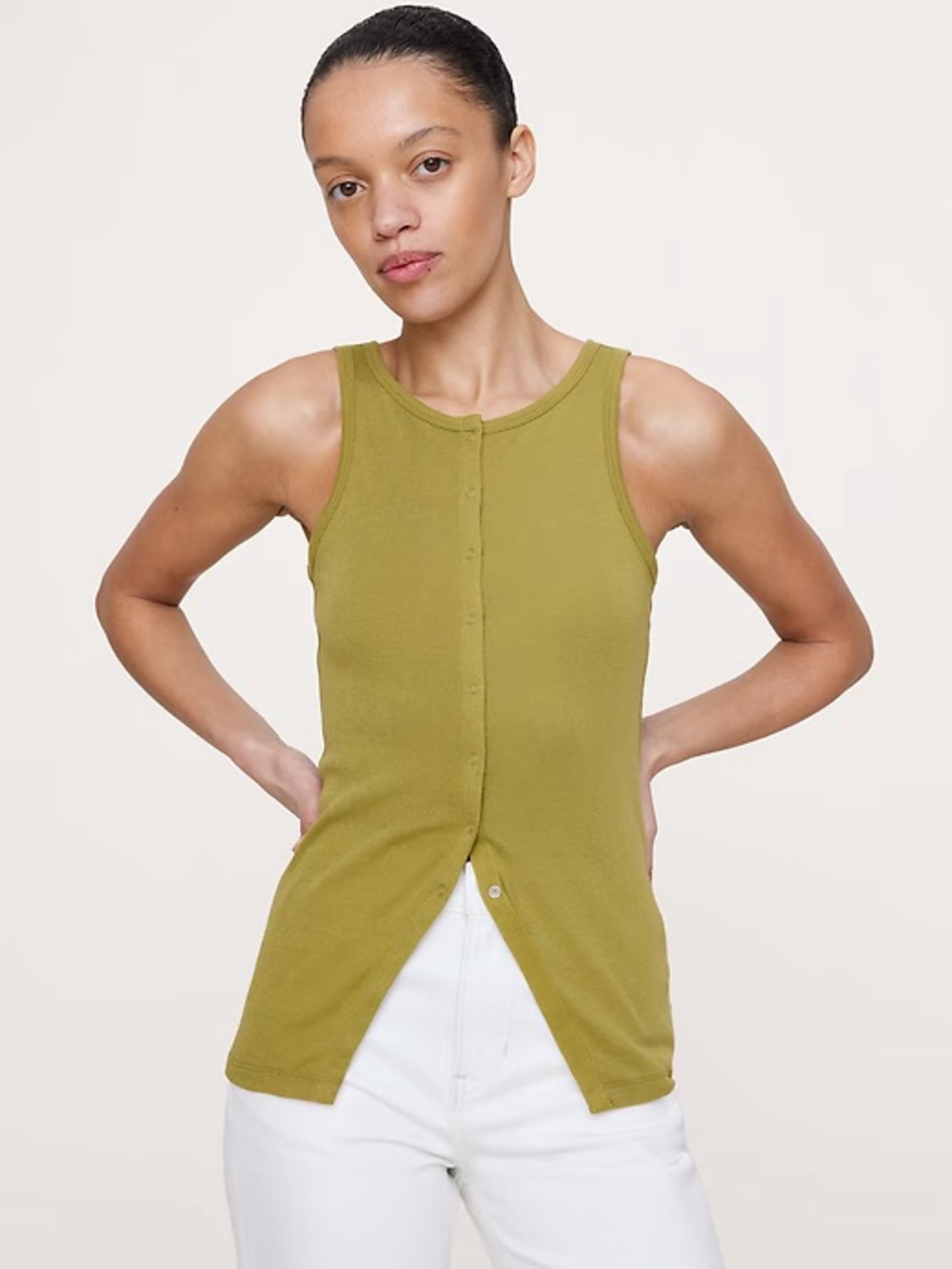 Airy Cotton Snap Front Tank